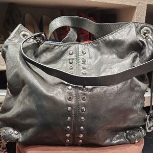 Metallic Silver Studded Women's Bag